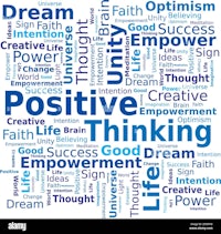 positive thinking word cloud - stock image
